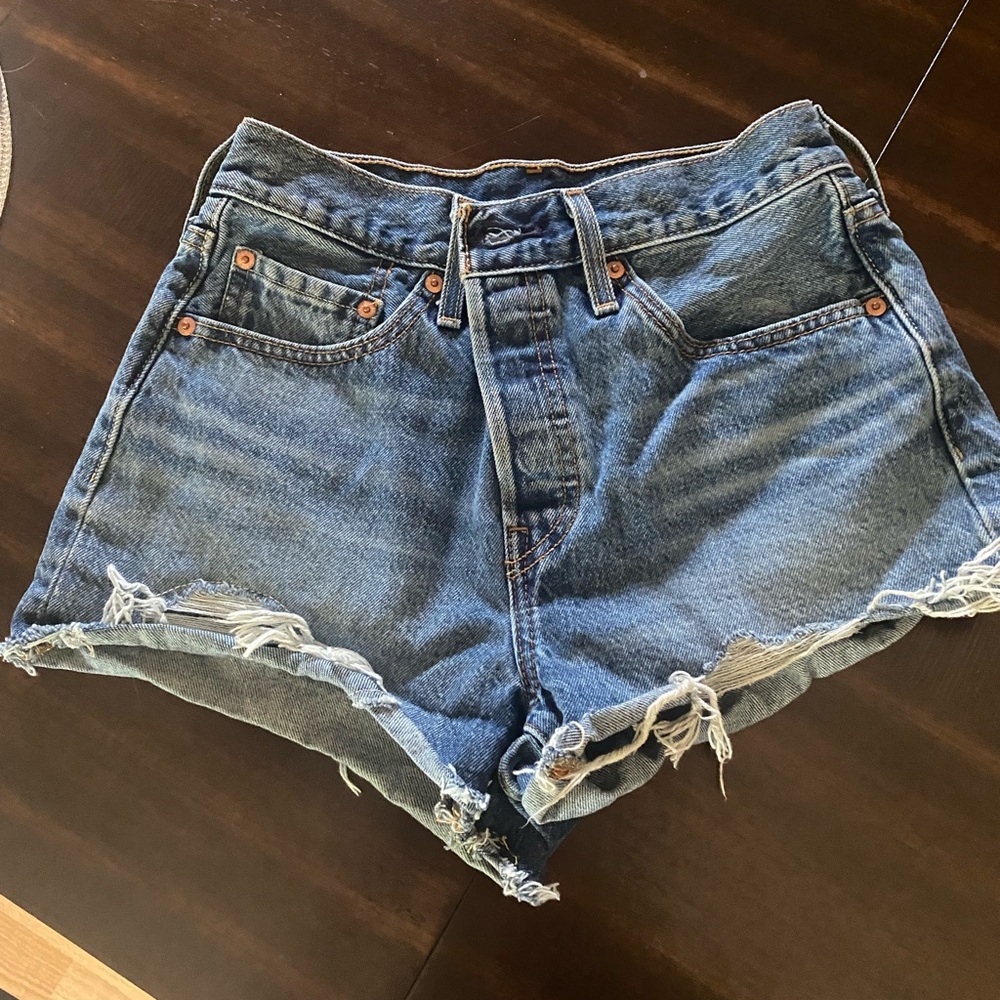 Levi's Distressed Blue Denim Cutoff Shorts